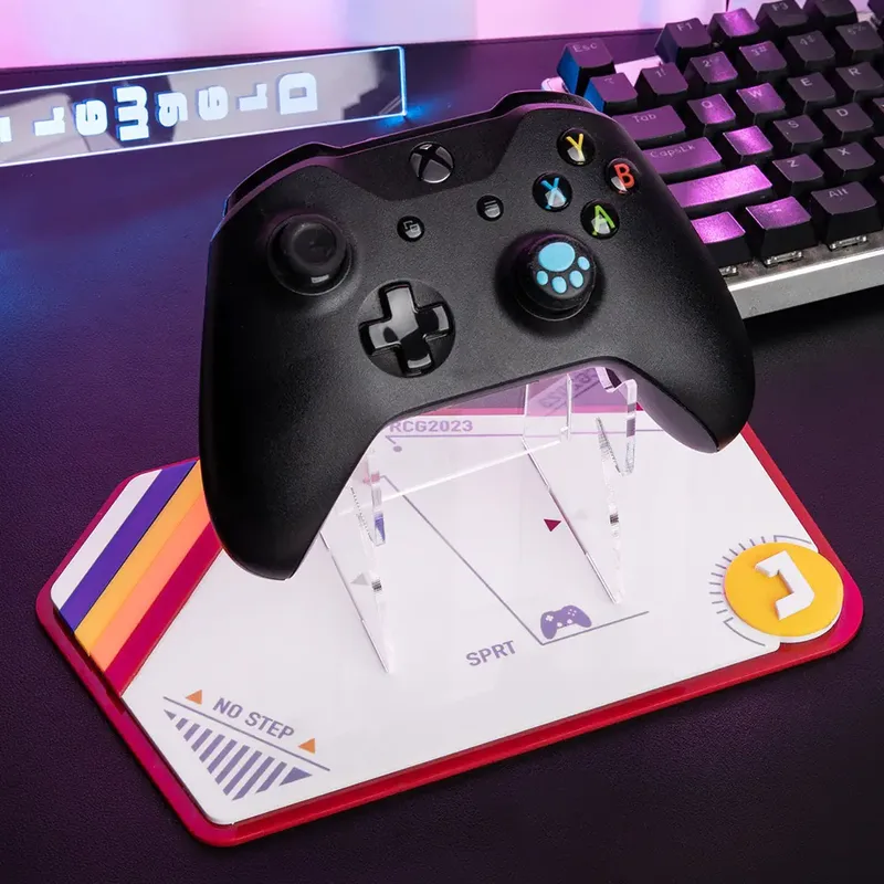 Générique Kontrollhållare, spelstativ, akrylhållare, tillbehör, stationär organiserare, akryl spelkontrollhållare headset stativ 3 tredje parter, roterande hörlurshängare för stationära spelrum sovrum