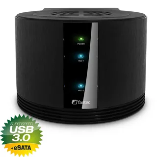 FANTEC 1547 Sq-X2RU3e Externt 2-vägs raid hårddiskhölje (för 2 x 8, 89 cm (3, 5 tum) SATA-hårddiskar, USB 3 SuperSpeed och eSATA, 6G support, raid-fun