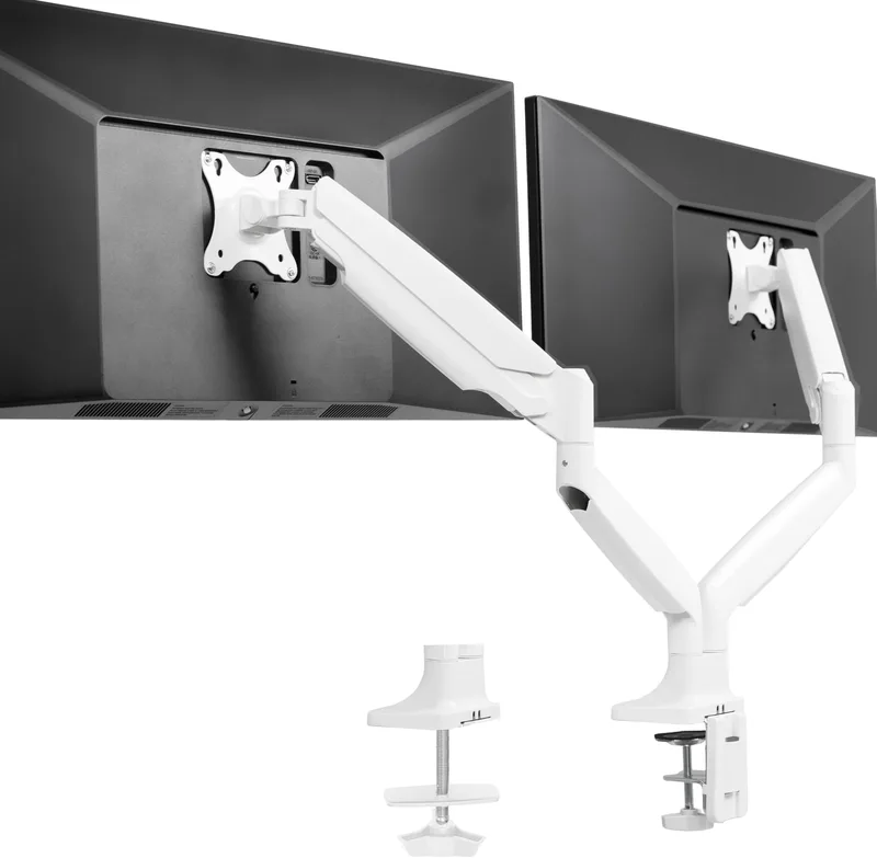 VIVO Pneumatisk arm dubbel ultrawide monitor
