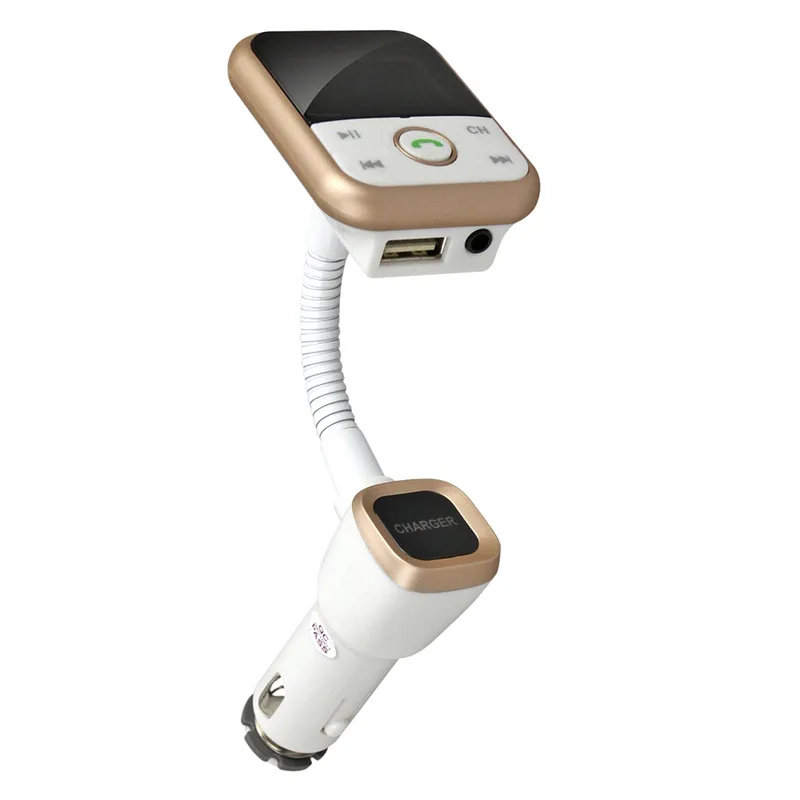 FM-sändare med Bluetooth-handsfree och billaddare (guld)