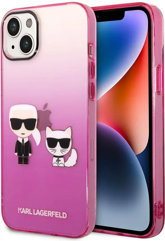 KARL LAGERFELD Gradient ikonisk Karl & Choupette – iPhone 14 Plus fodral