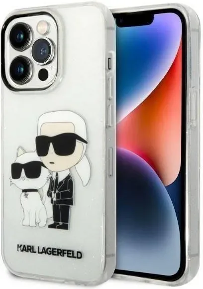 Karl Lagerfeld iPhone 14 Pro Skal IML GLIT NFT Karl & Choupette