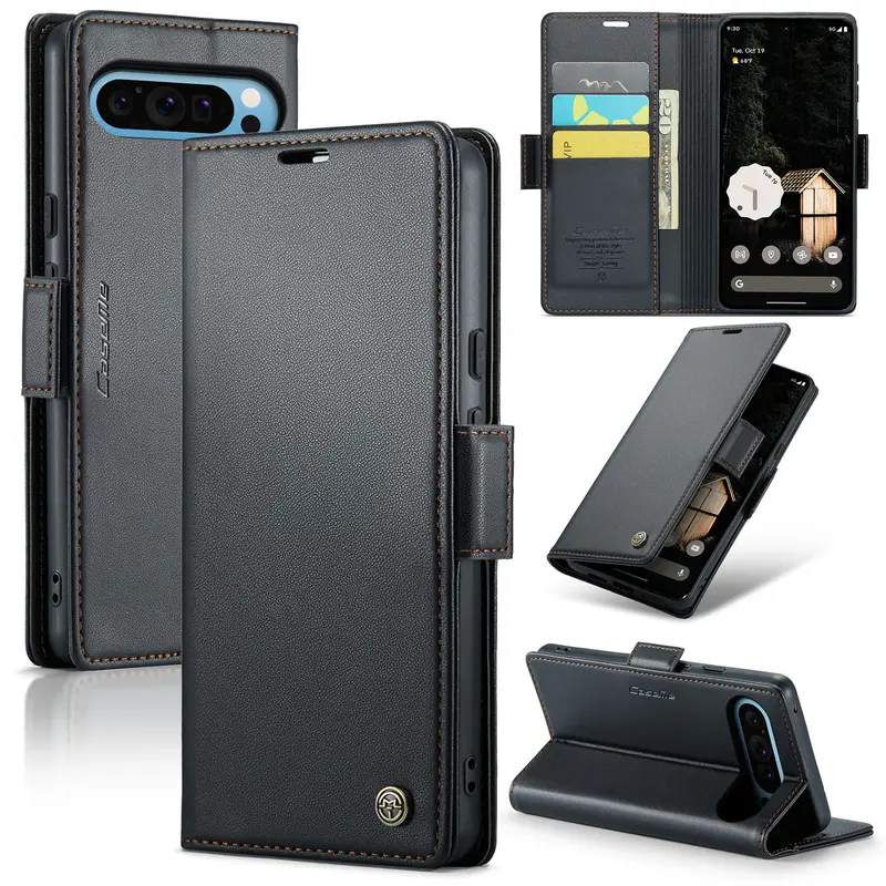 CaseMe RFID-blockerande plånboksfodral för Google Pixel 10a, brunt
