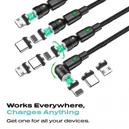 Junichi Magnetisk laddningskabel USB C till USB C/mikro USB