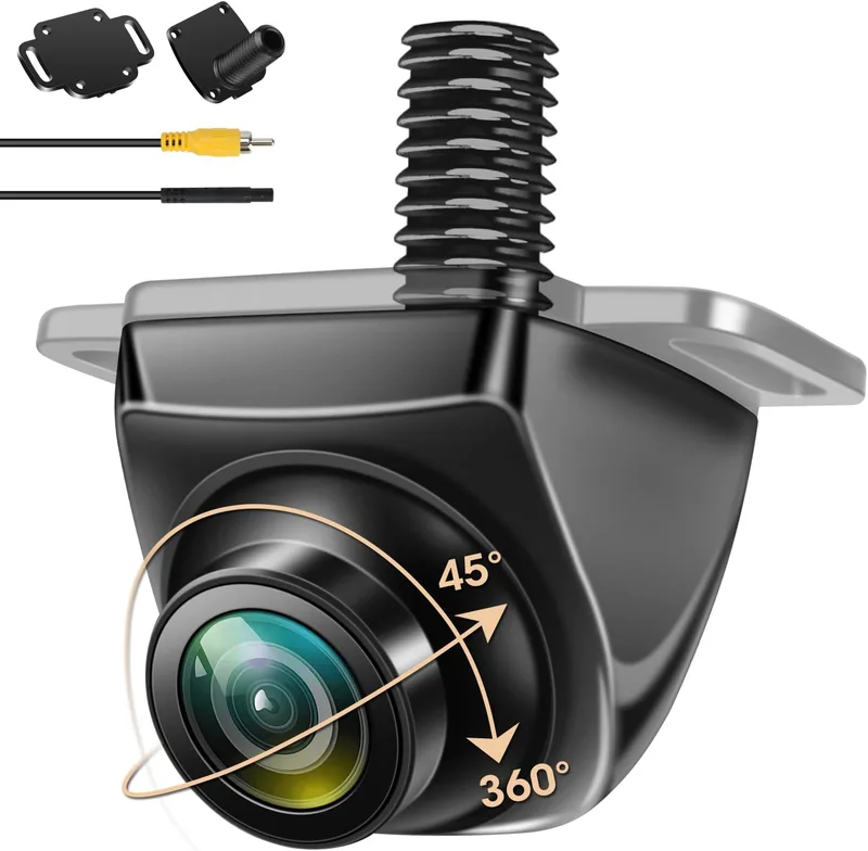 AHD 1080P & NTSC bakre kamera med 360° vridbar lins 45° universell kamera med vidvinkel 170° IP69 vattentät kompatibel med LCD/TFT-skärm och bilskärm