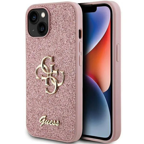 Guess iPhone 15 Plus Mobilskal Glitter Script Big