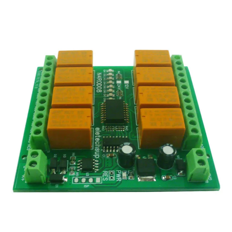 1 st Size IOT Remote IO Controller N4ROD08 Modbus Industrial 8 DO RS485 DC 12 V 24 V Eletechsup relämodul (DC 24V With DIN BOX)