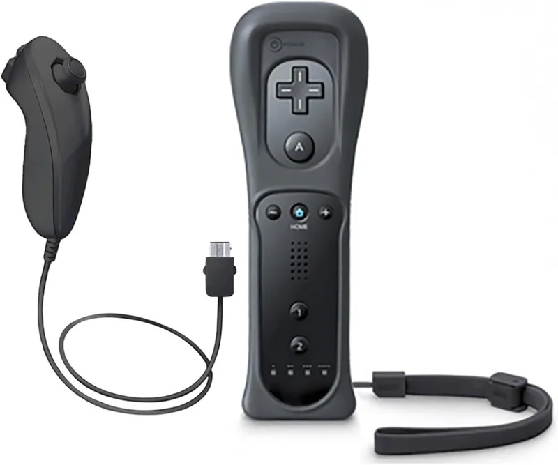 OSTENT 2-i-1 fjärrkontroll inbyggd Motion Plus + Nunchuk för Nintendo Wii spel