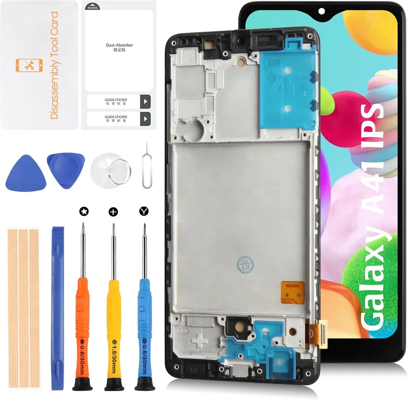 Komplett LCD-skärm med ersättningsmonterat chassi för Samsung Galaxy A41 (SM-A415F)