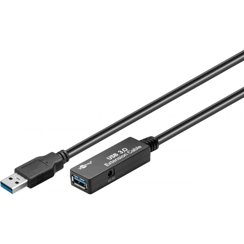 Goobay Aktiv USB-förlängningskabel, 5 m, svart