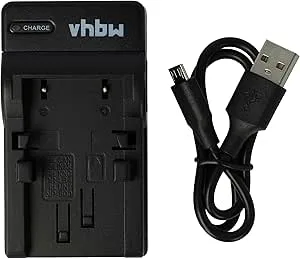 vhbw Micro-USB-laddare + USB-C dubbel kompatibel med Canon PowerShot SX500 is, SX510 HS-kamera + Micro-USB-kabel + laddningsindikator + display