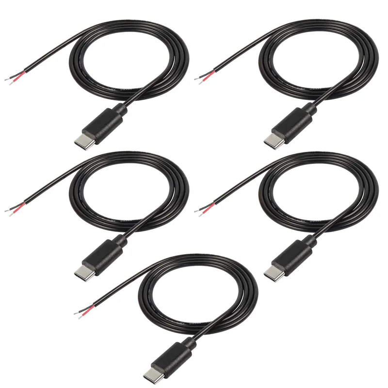 3 ST 100cm 22AWG USB Typ C Hankontakt Pigtail Strömkabel