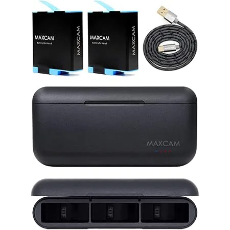 MAXCAM Power Trippel batteriladdare för GoPro HERO11/HERO10/HERO9 Enduro Batteri