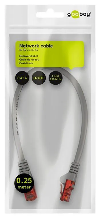 CAT 6 smal patchkabel, U/UTP, grå