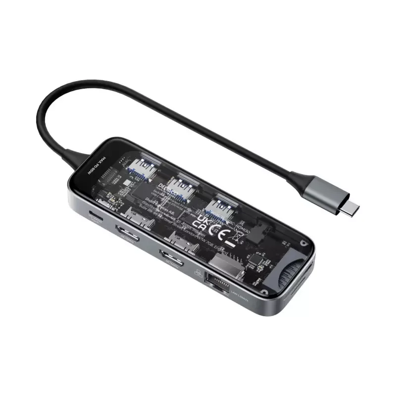 Deltaco Transparent Dockningsstation / USB-C / 10-in1