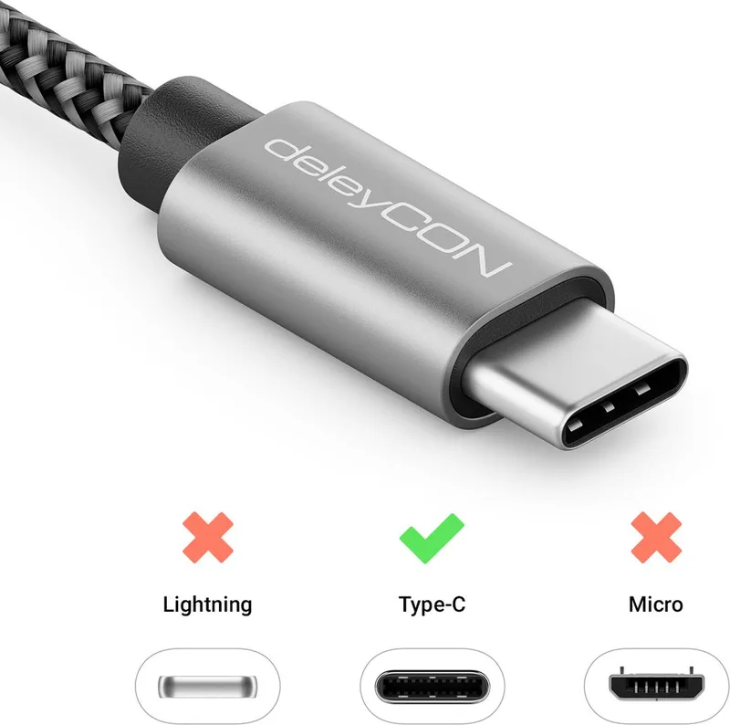 deleyCON 0,30m USB-C-Kabel PD 3.0 PPS