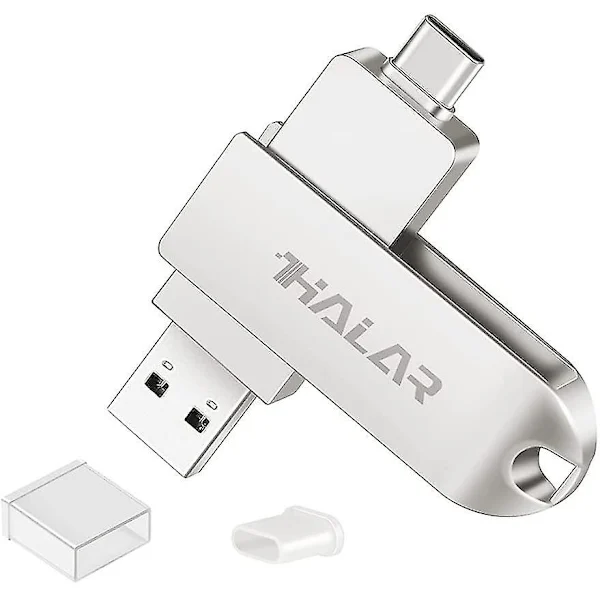 USB-minne 64 GB 2-i-1, USB-flash-enheter USB 2.0 USB C typ C minne OTG Dual Flash Drive 2-i-1 Memory Stick för surfplatta, PC,/Android-mobiltelefon (Samsung, Huawei, Honor, Xiaomi) silver