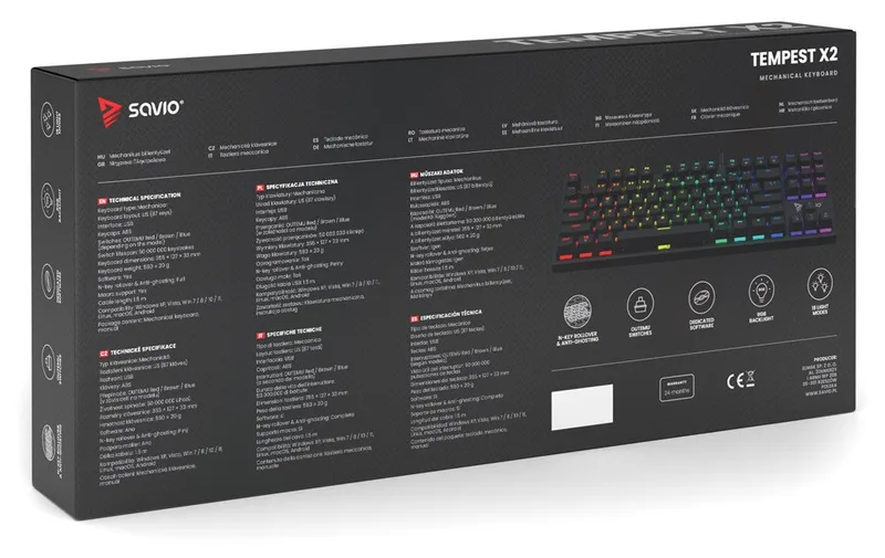 Savio Tempest X2 Red Black QWERTY Keyboard