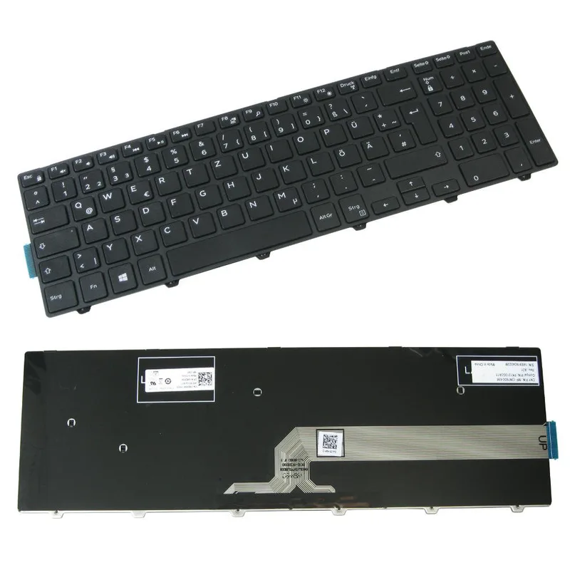 Original laptop tangentbord tysk QWERTZ-layout, för Dell Vostro 15 3000 3549 3558 Inspiron 15 3000 3541 3542 3543 3551 Ubuntu 3000 Serie 15 5000 5542