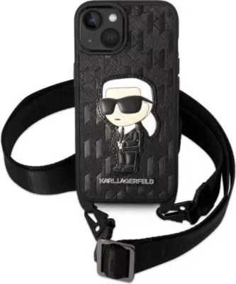 Karl Lagerfeld iPhone 14 Skal med halsband Ikonik Patch