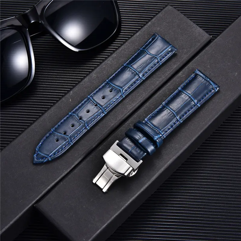 Krokodilmönstrat Läderarmband 18mm 20mm 22mm 24mm For Tissot For Omega