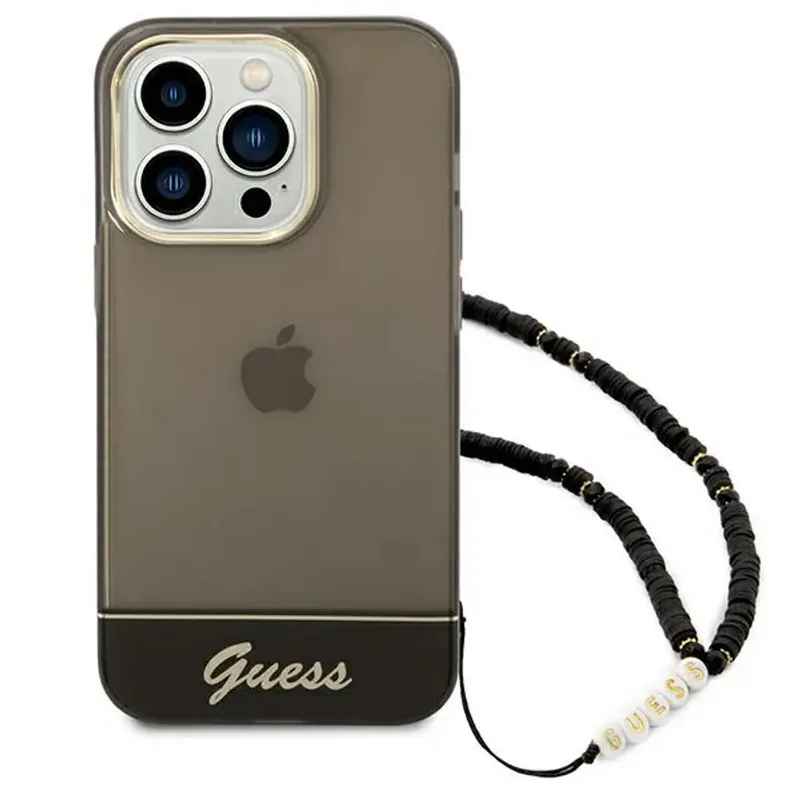 Guess iPhone 14 Pro Max Skal Translucent Pearl Strap