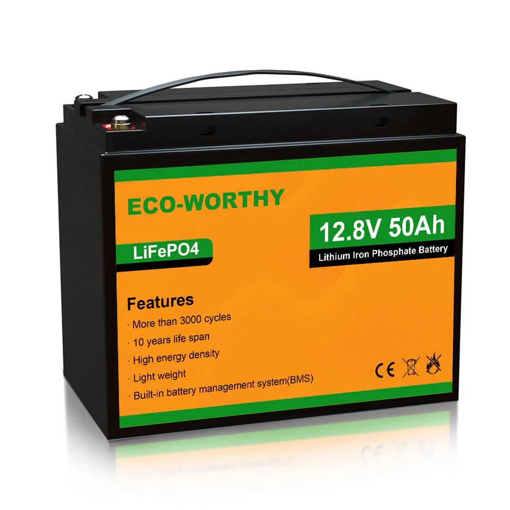 ECO-WORTHY LiFePO4 batteri, 12 V, 50 Ah