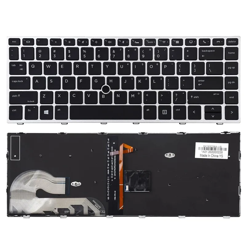 Ersättningstangentbord för HP EliteBook 745 G5/G6 & 840 G5/G6 – UK engelskt QWERTY med ram