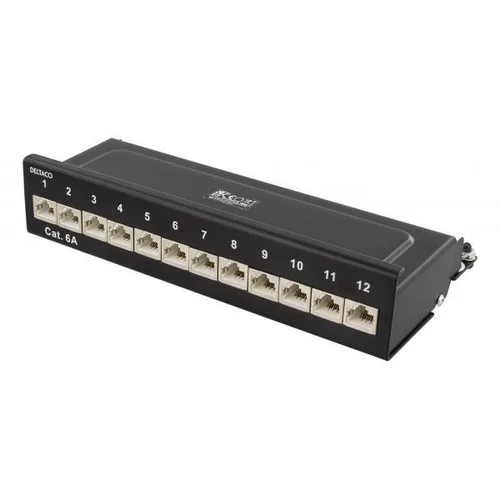 Patch Panel, 12 portar, CAT6a, svart
