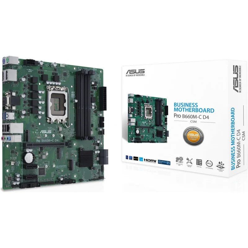 Asus Pro B660M-C D4-CSM Intel LGA 1700 Micro ATX DDR4 Motherboard