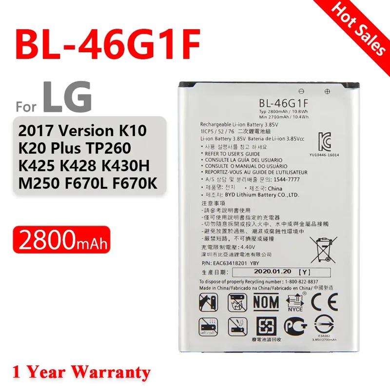 MaxLife Batteri för LG K10 K420N BL-46G1F