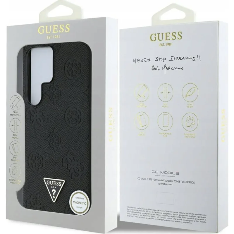 Guess Mobilskal till Galaxy S25 MagSafe Grained Hot Stamp Peony