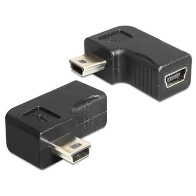 DeLOCK USB-adapter, USB-mini B 5-pin hane till hona 90° vinklad, svart (65448)