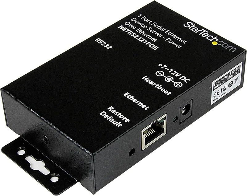 StarTech.com 1 port RS232 seriell Ethernet enhetsserver – seriell över IP-enhetsserveradapter – PoE Power over Ethernet