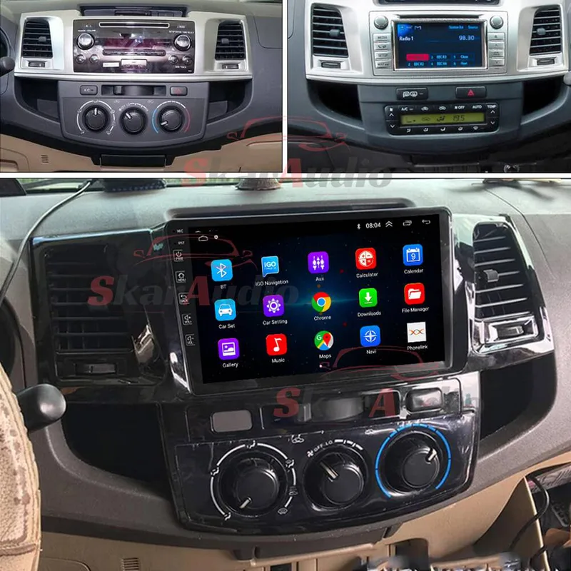 Trådlös Carplay & Android Auto Skärm för Toyota Hilux Bilradio GPS-navigering Röststyrning 4 Core Wifi 1G+32G