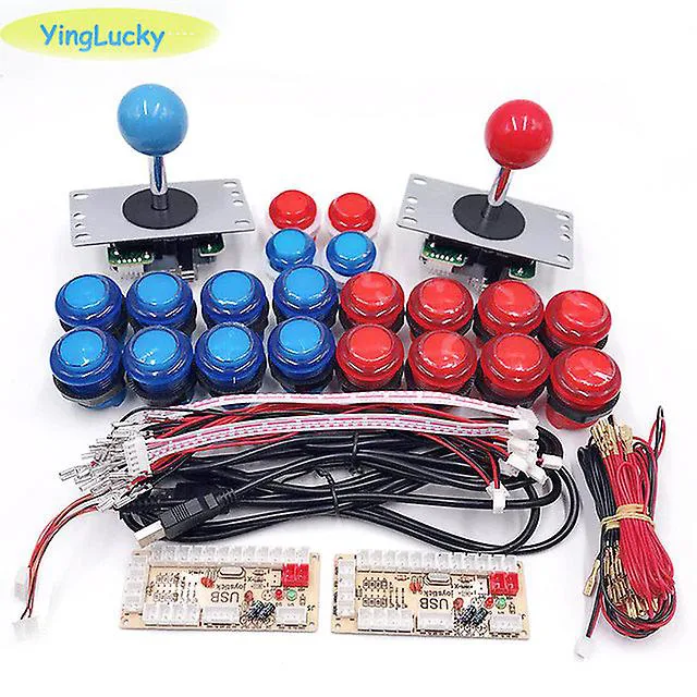 dijiusidy 2-spelares arkadspel DIY Zero Delay USB-kort med joysticks och knappar Kit