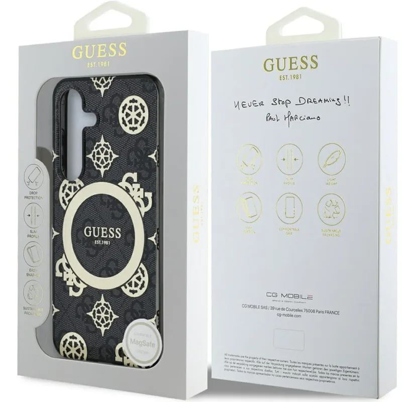 Guess Mobilskal till Galaxy S25 MagSafe Guld Electroplated Peony