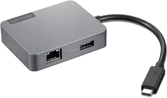 Lenovo USB-C 4-i-1 Travel Hub Gen2, multiport adapter för HDMI, VGA, USB 3.1, RJ45, kompatibel med USB Type-C bärbara datorer, GX91A34575