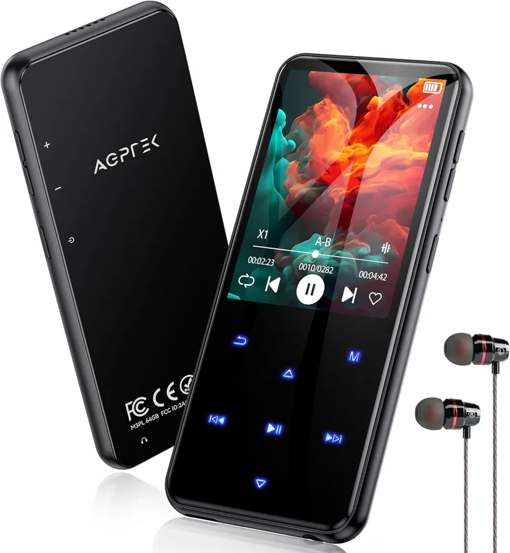 AGPTEK 64 GB MP3-spelare Bluetooth 5.3 med högtalare