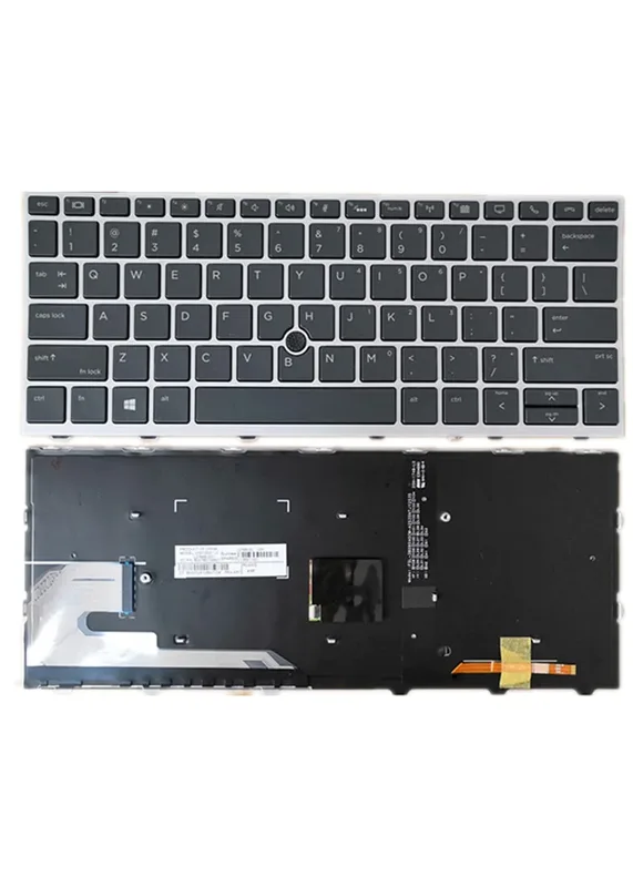 Bakgrundsbelyst ersättningstangentbord för HP EliteBook g5 830, 836, 730, 735 (US-bakgrundsbelyst tangentbord) silver