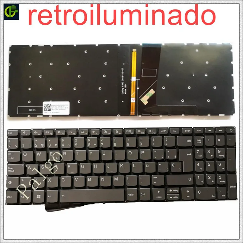 Gintai Spanskt bakgrundsbelyst tangentbord för Lenovo Ideapad 330-15ARR 330-15AST 330-15ICH 330-15IKB 320-15ABR 320-15AST 320-15ISK 320-15IKB SN20M630