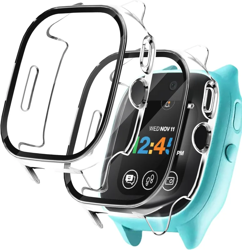 2-pack hårda fodral till Gizmo Watch 3 med skärmskydd, hårt PC-skyddsfodral stötsäkert anti-repor stötdämpande skydd (svart/svart)
