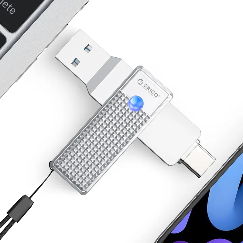 ORICO USB-minne 128 GB USB 3.2 Gen 1 dubbel USB-C & USB-A miniflashdrive