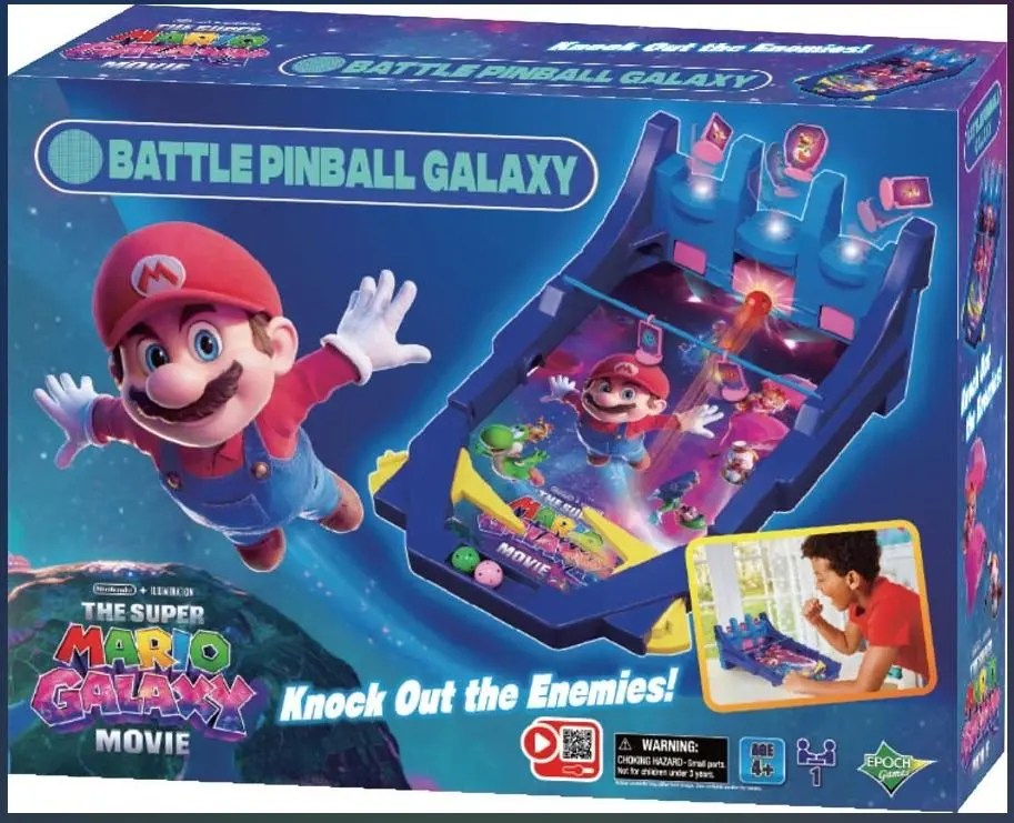 EPOCH Games - 7629 THE SUPER MARIO GALAXY MOVIE Battle Pinball Galaxy - Party Game