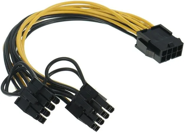 goobay 59714 nätdel kabel 8-stifts uttag till dubbel 6+2 kontakt