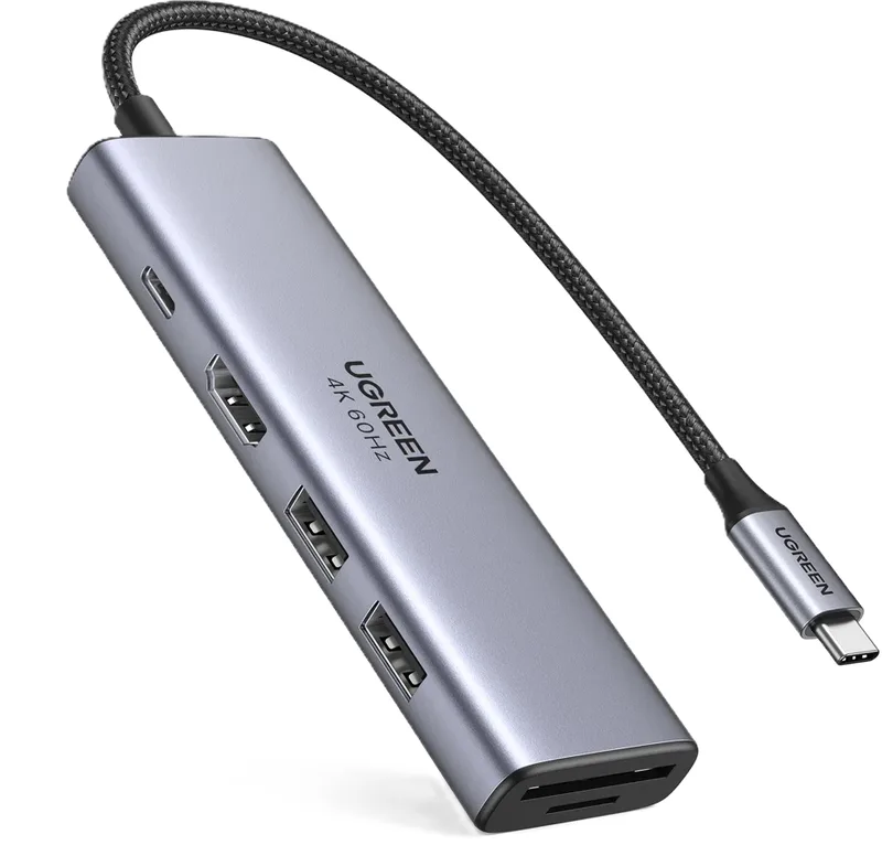 Ugreen 6-i-1 USB-C-hubb med HDMI och SD-kortläsare