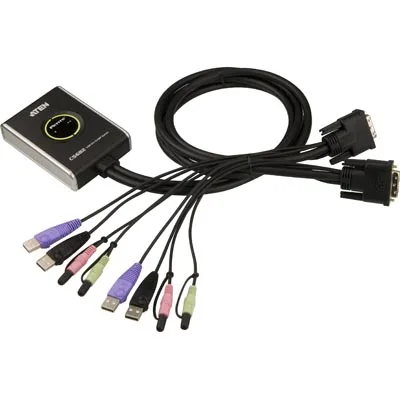Systemswitch Aten CS-682, 2-vägs KVM, DVI, USB, ljud