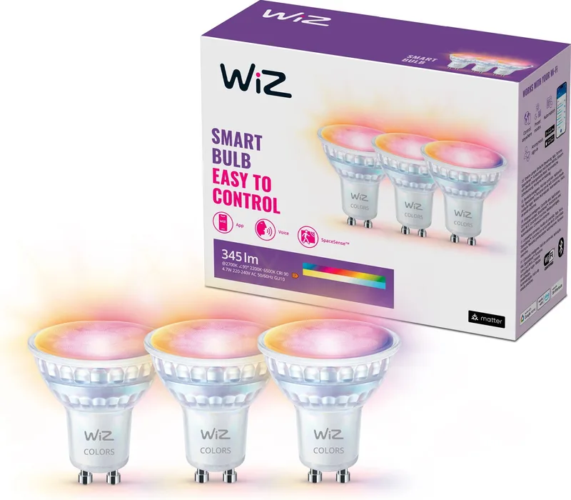 Wi-Fi BLE 50W GU10 GLASS 922-65 RGB 3PK
