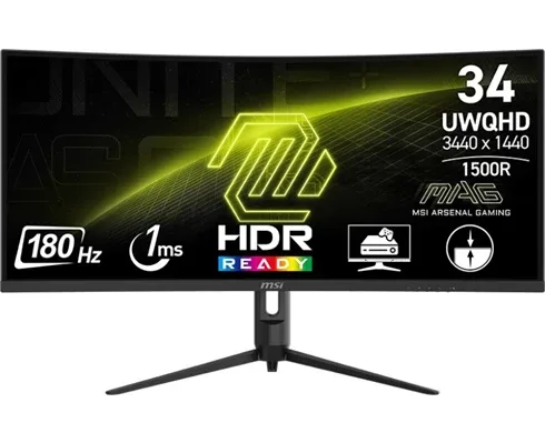 34" MSI MAG 342CQR E2, Curved VA 3440x1440, 1 ms, 180Hz, 1500R, höjdjusterbar, 2xHDMI/DP